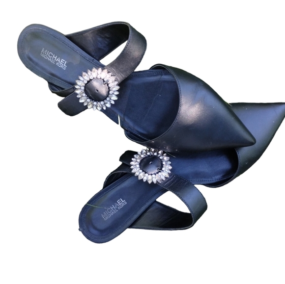 MICHAEL Michael Kors Shoes - EUC Michael Kors Viola Ballet Mule Flat Black with Rhinestone Buckle